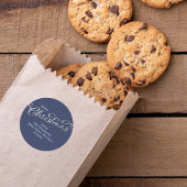 Vrolijk Kerstmis Kalligrafie Winter Navy Blauw Pla Ronde Sticker