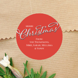 Vrolijk Kerstmis Kalligrafie Winter Rood Groen Pla Ronde Sticker