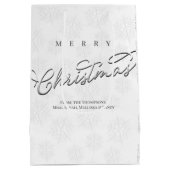Vrolijk Kerstmis Kalligrafie Zilveren Sneeuwvlok Medium Cadeauzakje (Achterkant)