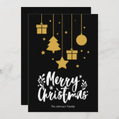 Vrolijk Kerstmis Kalligrafie Zwart Kerstmis Kaart (Voorkant / Achterkant)
