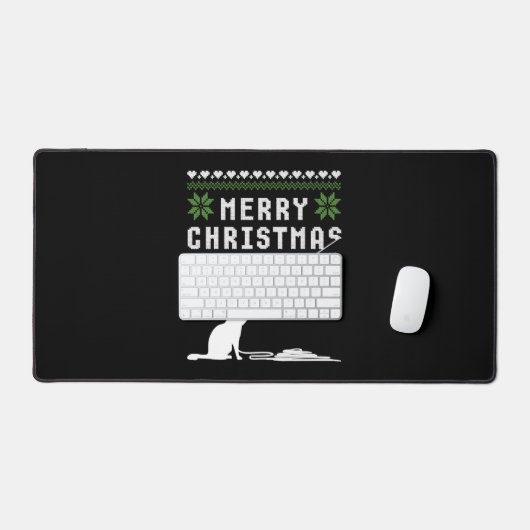 Vrolijk Kerstmis Kat Lelijk Sweater Bureaumat (Keyboard & Muis)