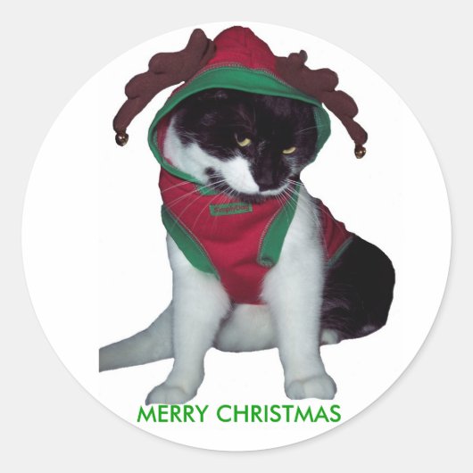 VROLIJK KERSTMIS KAT STICKER (Voorkant)
