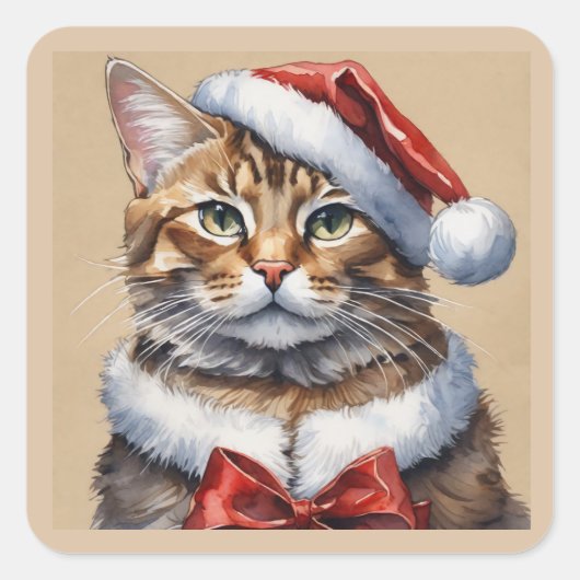 Vrolijk Kerstmis Kat sticker (Voorkant)