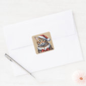 Vrolijk Kerstmis Kat sticker (Envelop)