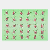 Vrolijk Kerstmis Kerstman Dieren Bogen Groen Inpakpapier Vel (Voorkant)