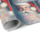 Vrolijk Kerstmis Kerstman Feestelijke Gepersonalis Cadeaupapier (Rol Hoek)