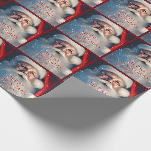 Vrolijk Kerstmis Kerstman Feestelijke Gepersonalis Cadeaupapier (Hoek)