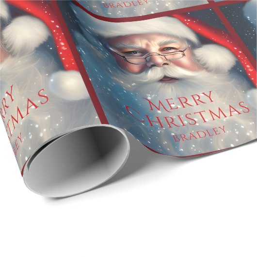 Vrolijk Kerstmis Kerstman Feestelijke Gepersonalis Cadeaupapier (Rol Hoek)