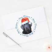 Vrolijk Kerstmis Kerstman Hond Zwart Labrador Ronde Sticker (Envelop)