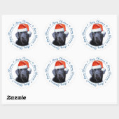 Vrolijk Kerstmis Kerstman Hond Zwart Labrador Ronde Sticker (Vel)