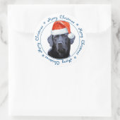 Vrolijk Kerstmis Kerstman Hond Zwart Labrador Ronde Sticker (Tas)