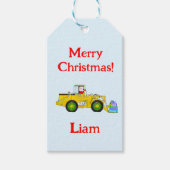 Vrolijk Kerstmis Kerstman in bulldozer leveren cad Cadeaulabel (Voorkant)