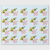 Vrolijk Kerstmis Kerstman in bulldozer leveren cad Cadeaupapier (Vlak)