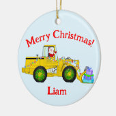 Vrolijk Kerstmis Kerstman in bulldozer leveren cad Keramisch Ornament (Links)