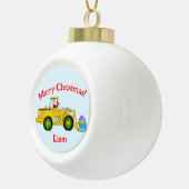 Vrolijk Kerstmis Kerstman in bulldozer leveren cad Keramische Bal Ornament (Rechts)
