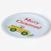 Vrolijk Kerstmis Kerstman in bulldozer leveren cad Papieren Bordje (Gekanteld)