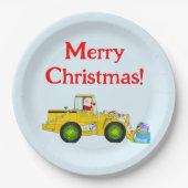 Vrolijk Kerstmis Kerstman in bulldozer leveren cad Papieren Bordje (Voorkant)