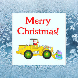 Vrolijk Kerstmis Kerstman in bulldozer leveren cad Raamsticker
