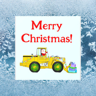 Vrolijk Kerstmis Kerstman in bulldozer leveren cad Raamsticker