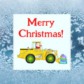Vrolijk Kerstmis Kerstman in bulldozer leveren cad Raamsticker