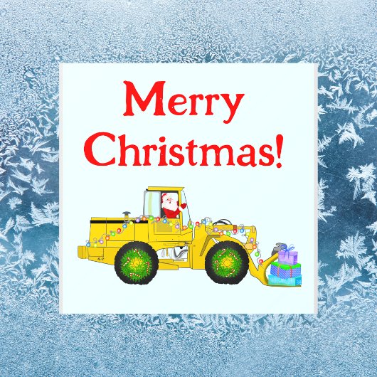 Vrolijk Kerstmis Kerstman in bulldozer leveren cad Raamsticker