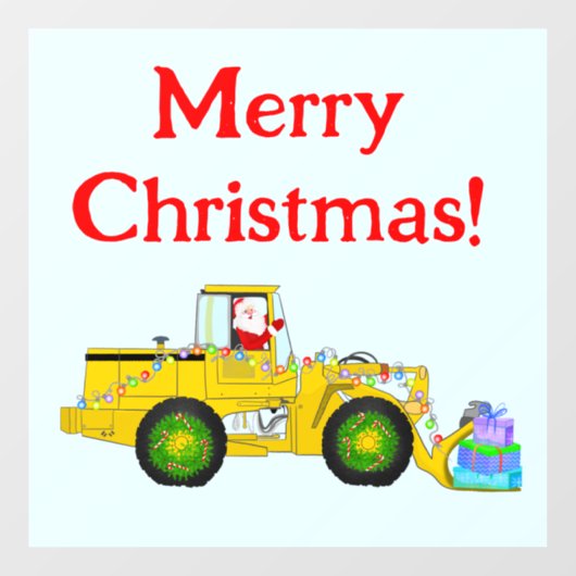 Vrolijk Kerstmis Kerstman in bulldozer leveren cad Raamsticker (Vel)