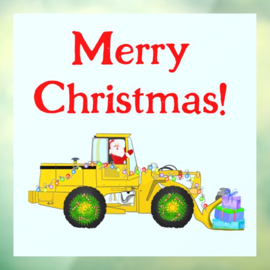 Vrolijk Kerstmis Kerstman in bulldozer leveren cad Raamsticker (Vel 3)
