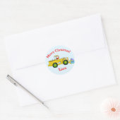 Vrolijk Kerstmis Kerstman in bulldozer leveren cad Ronde Sticker (Envelop)