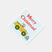 Vrolijk Kerstmis Kerstman in bulldozer leveren cad Servet (Hoek)