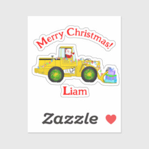 Vrolijk Kerstmis Kerstman in bulldozer leveren cad Sticker