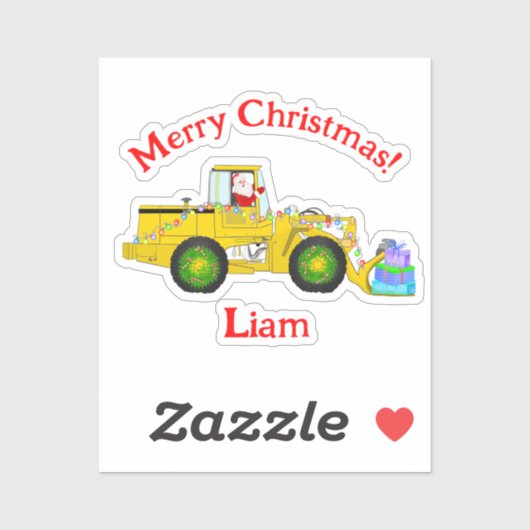 Vrolijk Kerstmis Kerstman in bulldozer leveren cad Sticker (Vel)