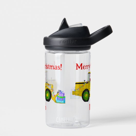 Vrolijk Kerstmis Kerstman in bulldozer leveren cad Waterfles (Links)