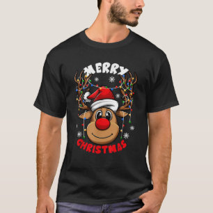 Vrolijk Kerstmis Kerstmis Rudolph rendier gezicht T-shirt