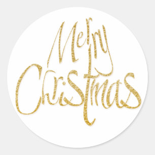 Vrolijk Kerstmis Kerstmis wit goud Ronde Sticker