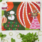 Vrolijk Kerstmis Keuken Handdoeken Blauw Plaid Rod (Gevouwen)