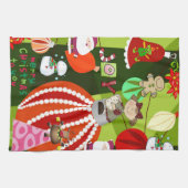 Vrolijk Kerstmis Keuken Handdoeken Blauw Plaid Rod (Horizontaal)