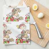 Vrolijk Kerstmis Keuken Handdoeken Kinderen Zegeni (Quarter Fold)