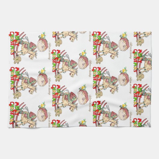 Vrolijk Kerstmis Keuken Handdoeken Kinderen Zegeni (Horizontaal)