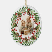 Vrolijk Kerstmis  Kind met Vogel Keramisch Ornament (Rechts)