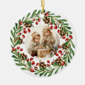 Vrolijk Kerstmis  Kind met Vogel Keramisch Ornament (Voorkant)