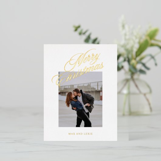 Vrolijk Kerstmis, klassiek geboeid Folie Feestdagen Briefkaart (Staand Voorkant)