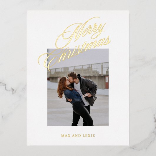 Vrolijk Kerstmis, klassiek geboeid Folie Feestdagen Briefkaart (Voorkant)