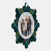 Vrolijk Kerstmis klassiek groen plaid twee foto Ornament Kaart (Rechts)