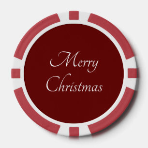 Vrolijk Kerstmis Klassiek Script Eenvoudig Rood Poker Chips