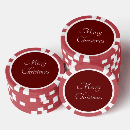 Vrolijk Kerstmis Klassiek Script Eenvoudig Rood Poker Chips (Opstapeling)