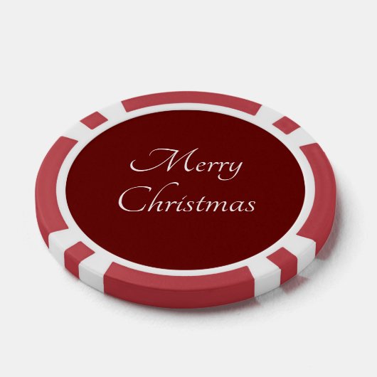 Vrolijk Kerstmis Klassiek Script Eenvoudig Rood Poker Chips (Enkel)