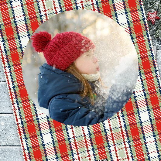 Vrolijk Kerstmis Klassieke Kalligrafie Rood Plaid Feestdagenkaart