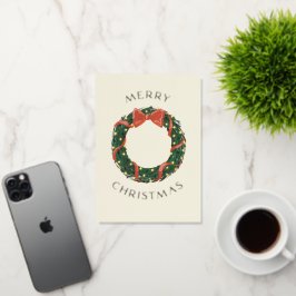 Vrolijk Kerstmis Klassieke Krans Goud Folie Feestdagenkaart