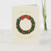 Vrolijk Kerstmis Klassieke Krans Goud Folie Feestdagenkaart (Voorkant)
