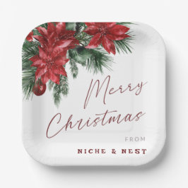 Vrolijk Kerstmis Klassieke Krans Kerstfeest Papieren Bordje